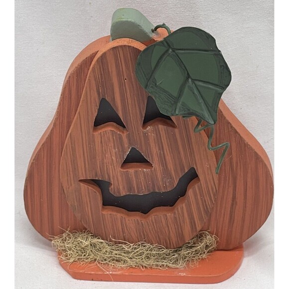 Walmart Wooden Halloween Rocking Pumpkin Decoration 4” - Picture 1 of 8